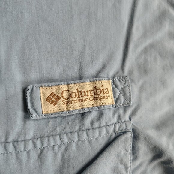 Vintage Columbia PFG Shirt Size Lar Blue Nylon Fishing Sun Protection UV Shield - Picture 3 of 12